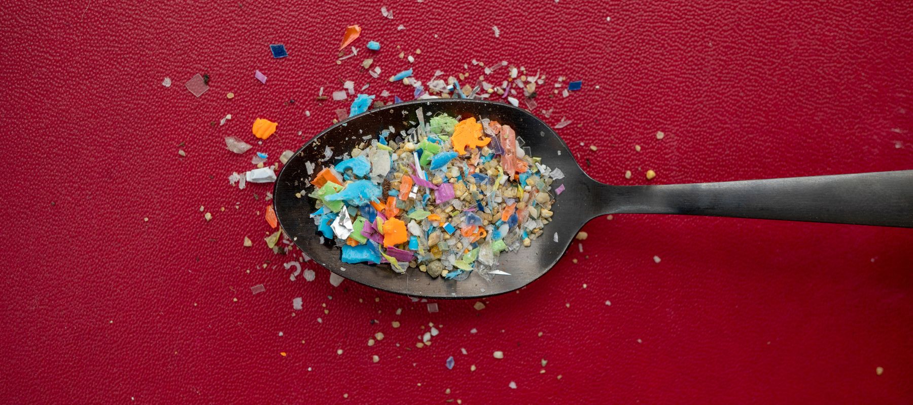 close-up of microplastics found in water