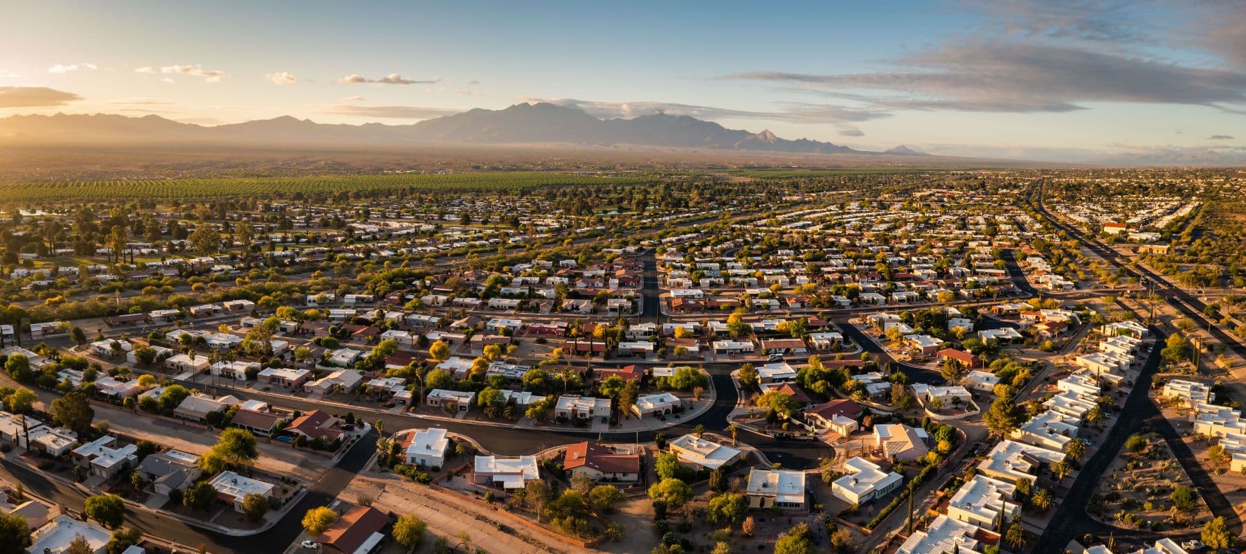 aerial shot of green valley community in arizona